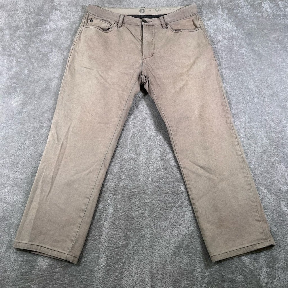Linksoul Chino Pants Men's 33x25 Beige Straight Leg Flat Front 5 Pocket Golf